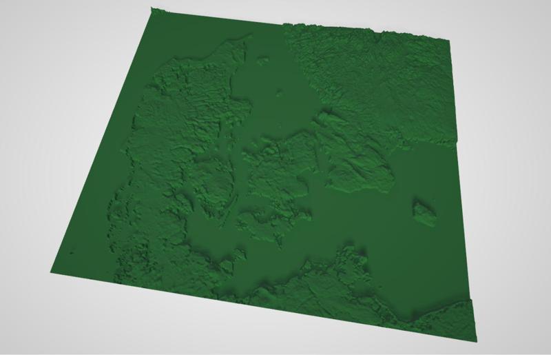 Topographic 3D Map Of Denmark