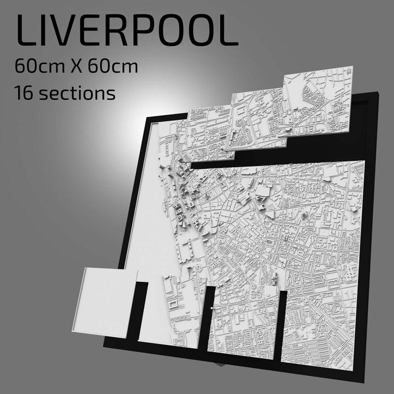 3D Liverpool | Digital Files | 3D STL File | Liverpool 3D Map | 3D City Art | 3D Printed Landmark | Model of Liverpool Skyline | 3D Art