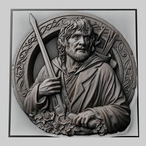 Lord of Rings Merry Brandybuck 3d printer relief medallion stone tablet obj stl