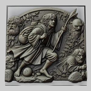 Lord of Rings Pippin Took 3d printer relief medallion stone tablet obj stl