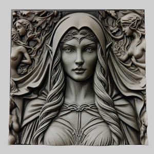 Lord of Rings Arwen 3d printer relief medallion stone tablet obj stl