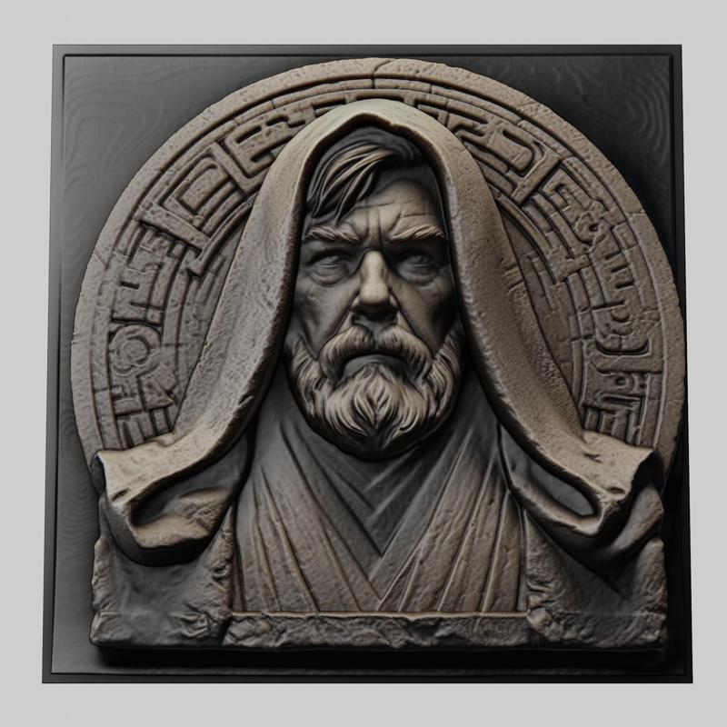 Star Wars Obi-Wan Kenobi 3d printer relief medallion stone tablet obj stl