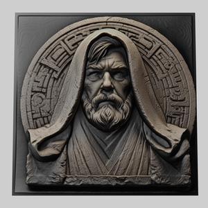 Star Wars Obi-Wan Kenobi 3d printer relief medallion stone tablet obj stl