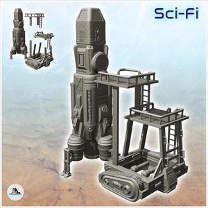 Quadri-reactor rocket and firing platform (20) - Future Sci-Fi SF Infinity Terrain Tabletop Scifi