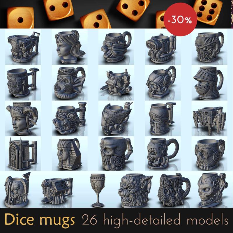 Pack of dice mugs - Can holder Game Dice Gaming Beverage Drink