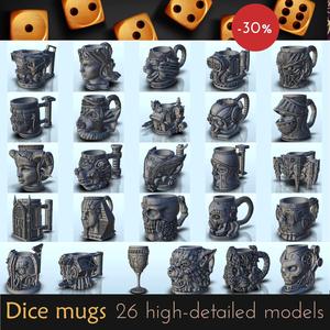 Pack of dice mugs - Can holder Game Dice Gaming Beverage Drink