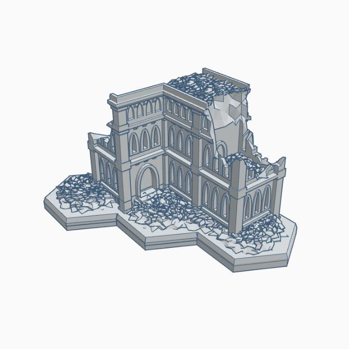 Gothic Ruined Building 22 with Hex Base GRHB022