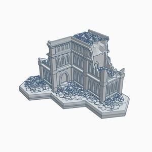 Gothic Ruined Building 22 with Hex Base GRHB022