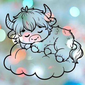 Highland Cow Sleeping On Cloud Cookie Cutter