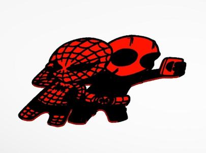 Spiderman and Deadpool cute wall art