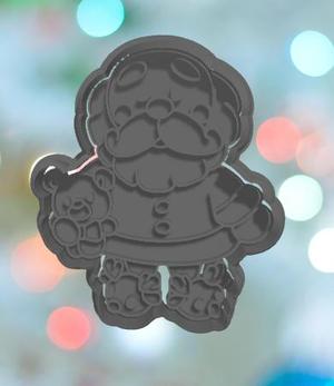 Santa With Teddy And Slippers Cookie Cutter