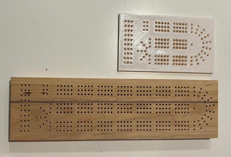 Cribbage board drilling template