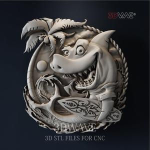 SURFER SHARK 3d stl files for CNC