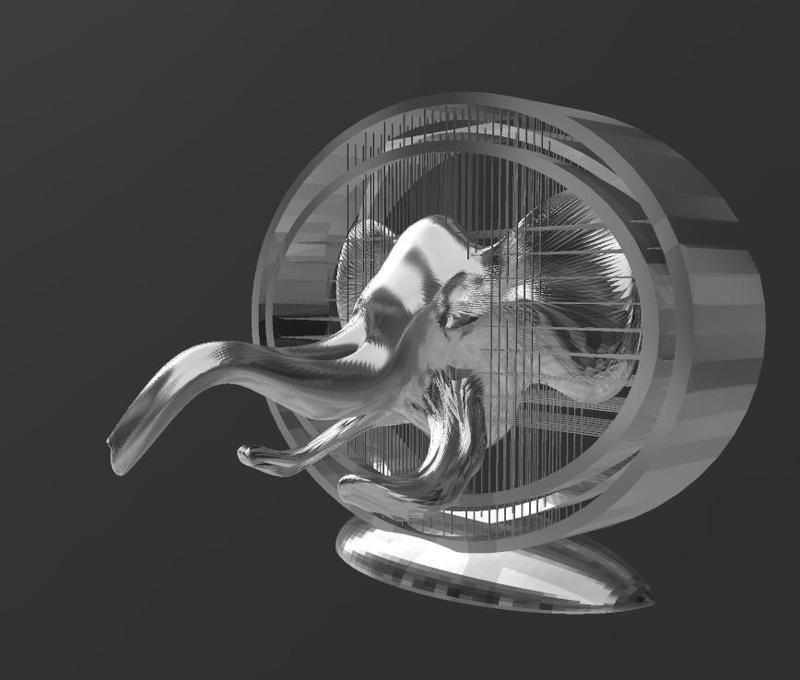 Suspended - The Elephant Between the Ropes - Thread Art STL