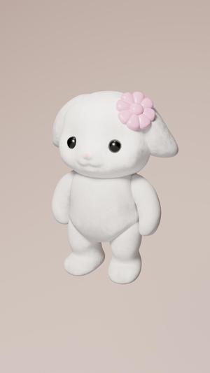 Pink Flora Rabbitt Sylvanian families style (Pink Flora Rabbitt Sylvanian families style)