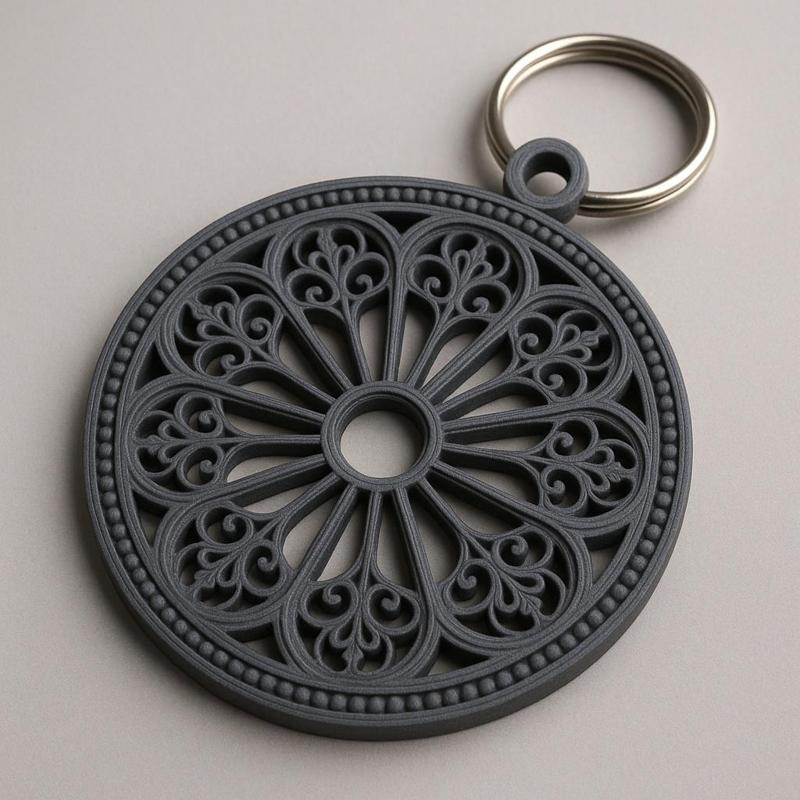 Gothic Rose Window Keychain