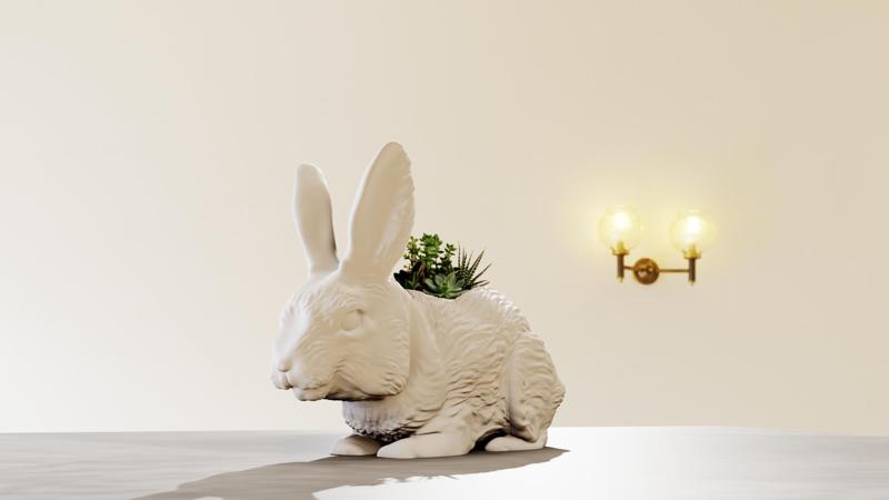 rabbit planter pot flower vase stl 3d print file