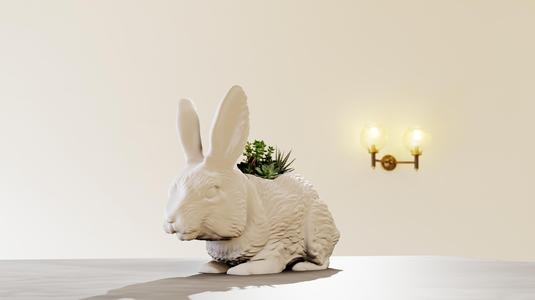 rabbit planter pot flower vase stl 3d print file