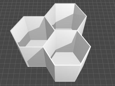 Triple hexagonal desk organizer