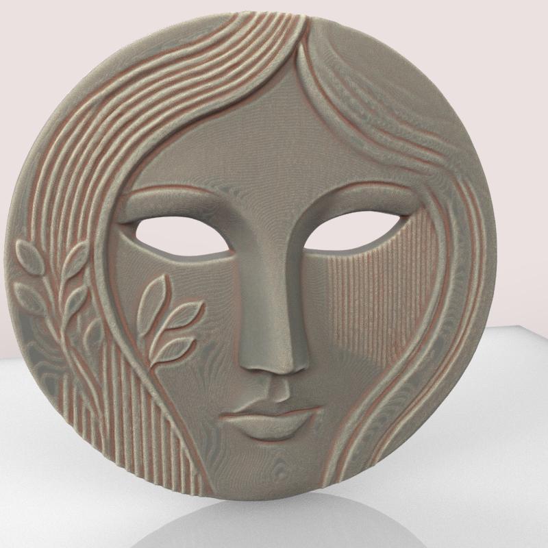 Wall Decor Basrelief Women Mask -4
