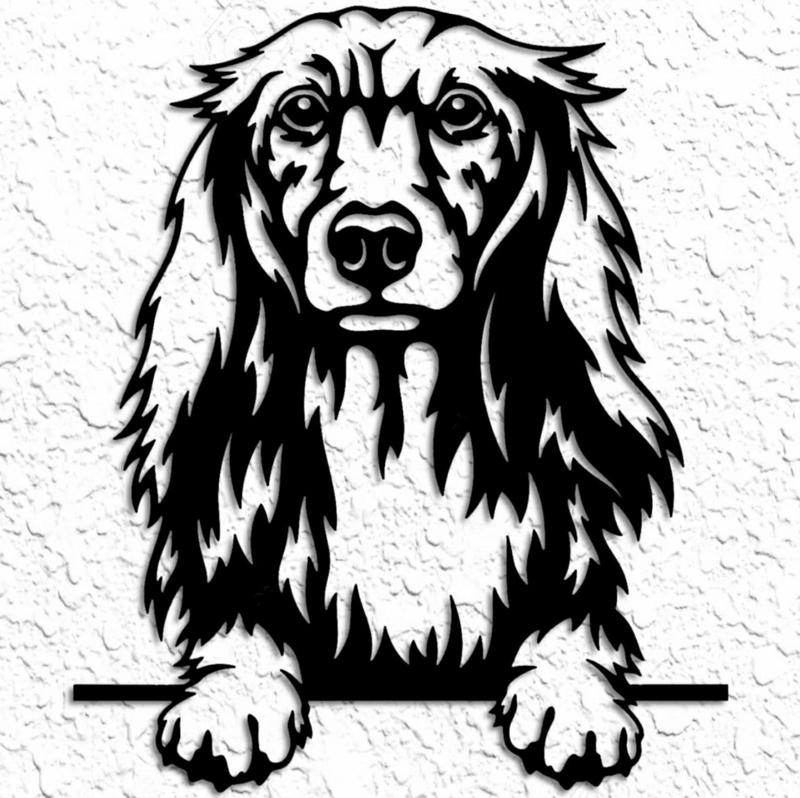 Long Haired Dachschund Dog WallArt Weenie Dog Wall decor
