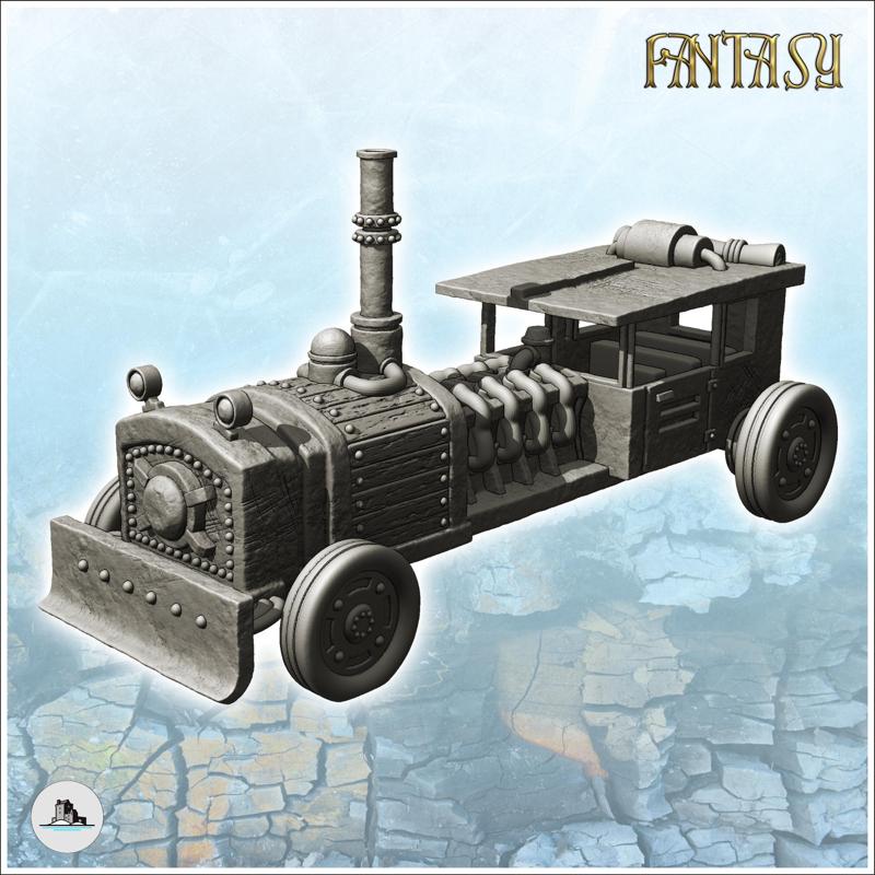 Steampunk car with chimney and bumper (1) - Future Sci-Fi SF Post apocalyptic Tabletop Scifi Wargaming Planetary exploration RPG Terrain