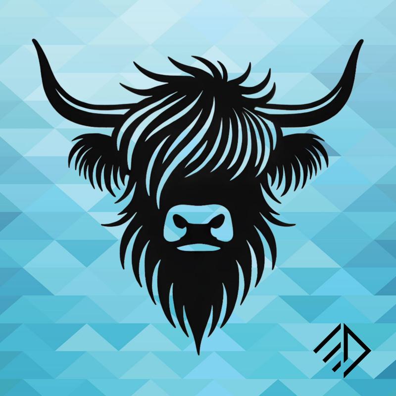 Wall art highland cow - 2D design template - DIY decoration & gift idea