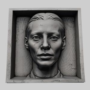 Tilda Swinton head relief actress