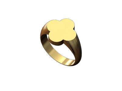 Simple clover shaped engravable signet ring US size 6to10 3D print model