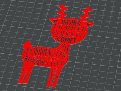 Christmas Santa Reindeer Names Art Decoration