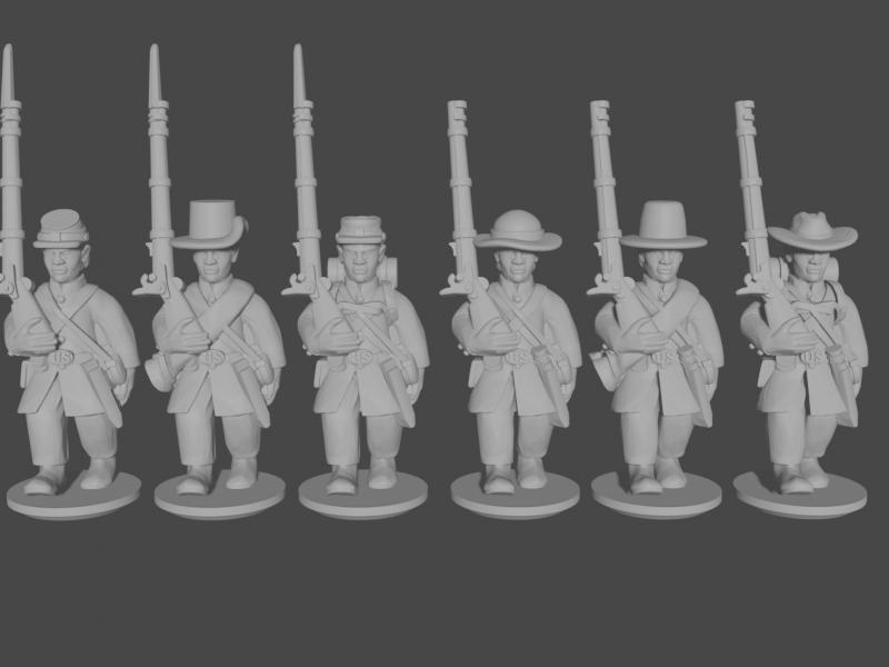 10-15mm Union Infantry in Frock Coats Marching Pose 1 UA-UN-3