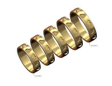 Playing cards heart engravings band US sizes 5to9 3D print model