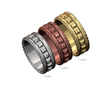 Ribbed braided rope sides band US sizes 7 8 9 3D print model