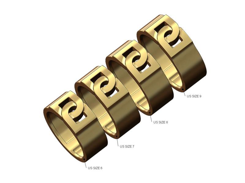 Stepped overlapping DD link 8mm wide band US sizes 6to9 3D print model