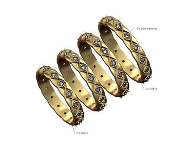 Diamond eternity thin cross stitch engraving band US sizes 6to9 3D print model