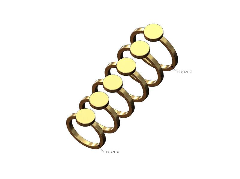 Round shaped ring US sizes 4to9 3D print model