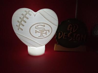 Retro San Francisco 49ers Ver 2 NFL HEART LIGHT