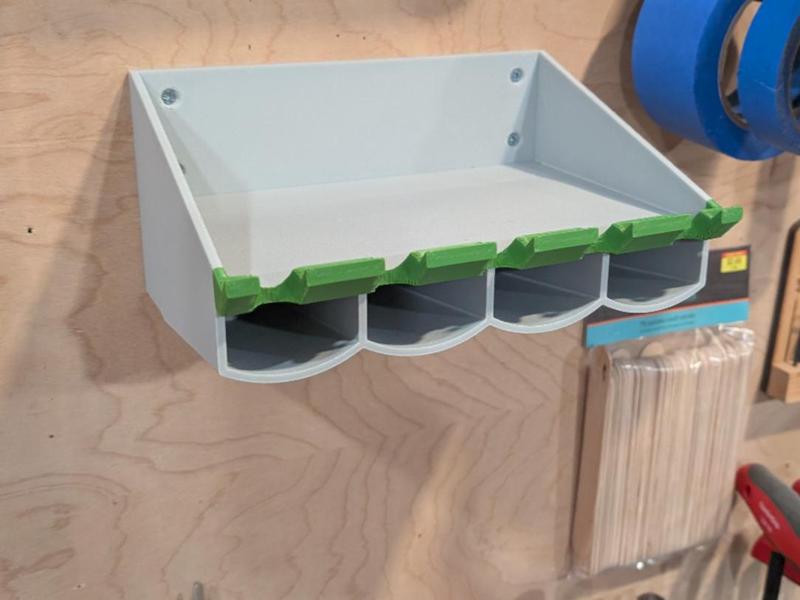Shop wall shelf with brush, pen, and pencil slots!
