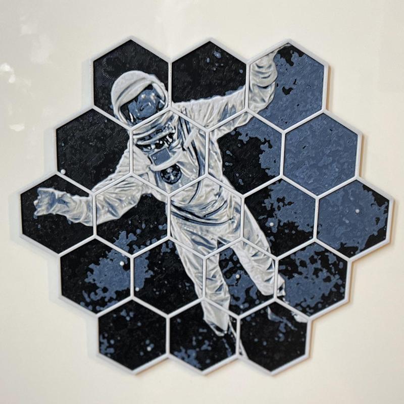 Cover Me - Depeche Mode - as an artwork in a Hueforge style and and also James Webb Telescope style