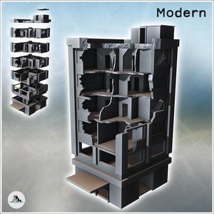 Modern flat roof building with platform with destroyed awning (23) - Cold Era Modern Warfare Conflict World War 3 RPG  Post-apo WW3 WWIII