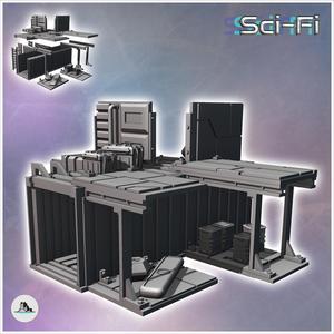 Modified container with crates and multiple metal awnings (10) - Modern WW2 WW1 World War Diaroma Wargaming RPG Mini Hobby