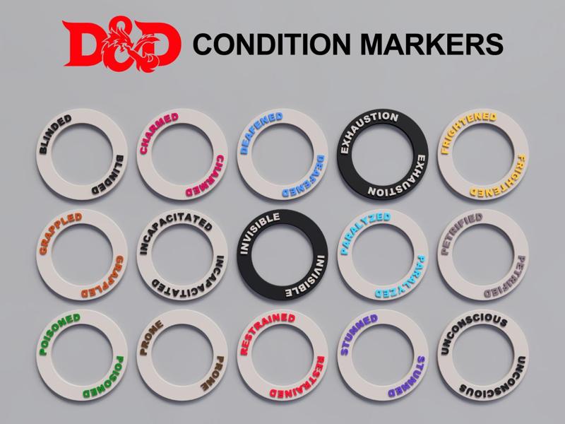 D&D Condition Rings - 36 Pack