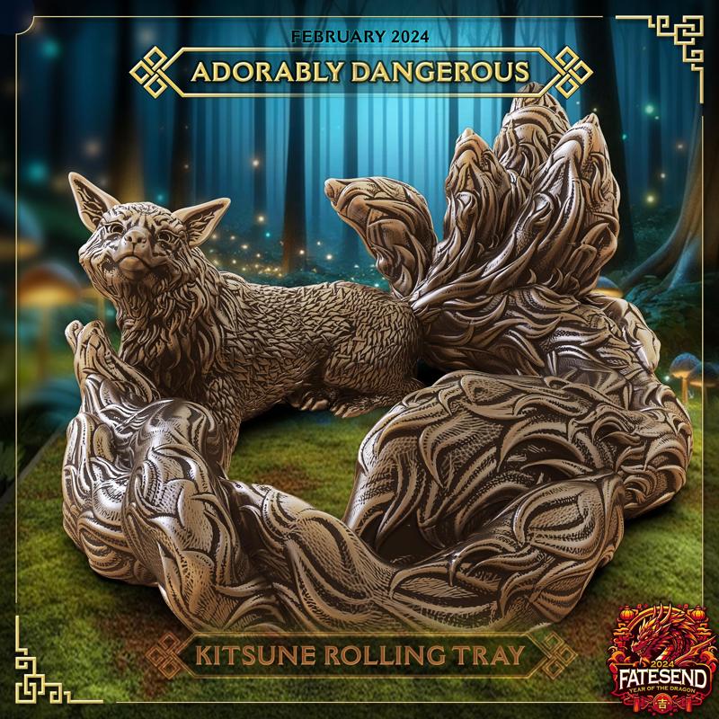 Kitsune Dice Rolling Tray - SUPPORT FREE!