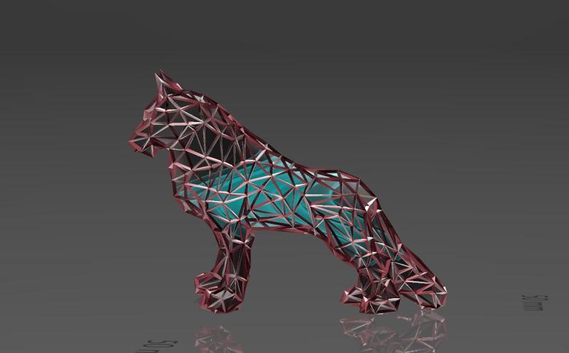 Wolf Lord of the Mountains - Low Voronoi Style - Single Spider Web - LowPoly - Perfect Design - Easy Print - Decor