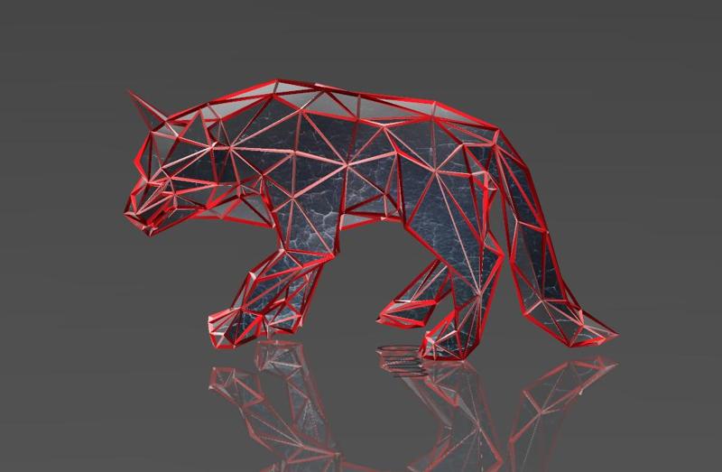 Watchful Wolf - Low Voronoi Style - Single Spider Web - LowPoly - Perfect Design - Easy Print - Decor