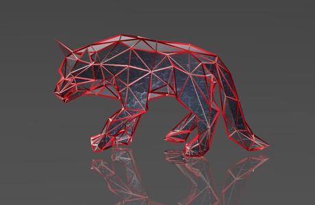 Watchful Wolf - Low Voronoi Style - Single Spider Web - LowPoly - Perfect Design - Easy Print - Decor