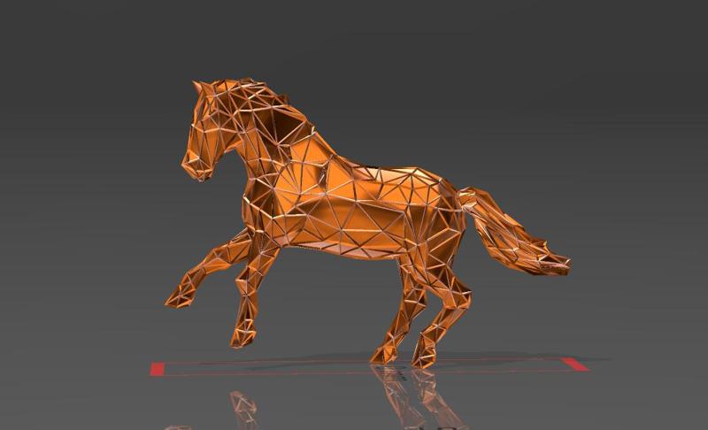 Horse 20 - Low Voronoi Style - Single Spider Web - LowPoly - Perfect Design - Easy Print - Decor
