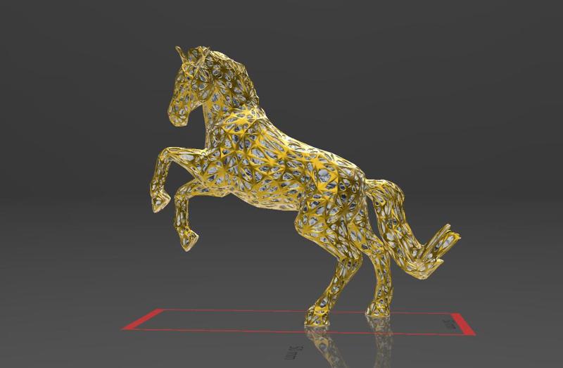 Charming Maned Noble Horse - Voronoi Style - Spider Web - LowPoly - Perfect Design - Easy Print - Decor