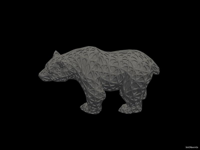 Silent Hunter Bear - Voronoi Style - Spider Web - LowPoly - Perfect Design - Easy Print - Decor