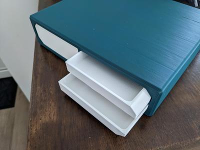 Adjustable magnetic push-pull drawers (monitor stand example)